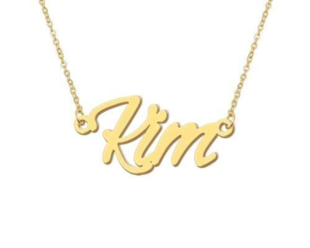 7068 18k Gold Plated Necklace with Kim Name Chain Nameplate Necklaces